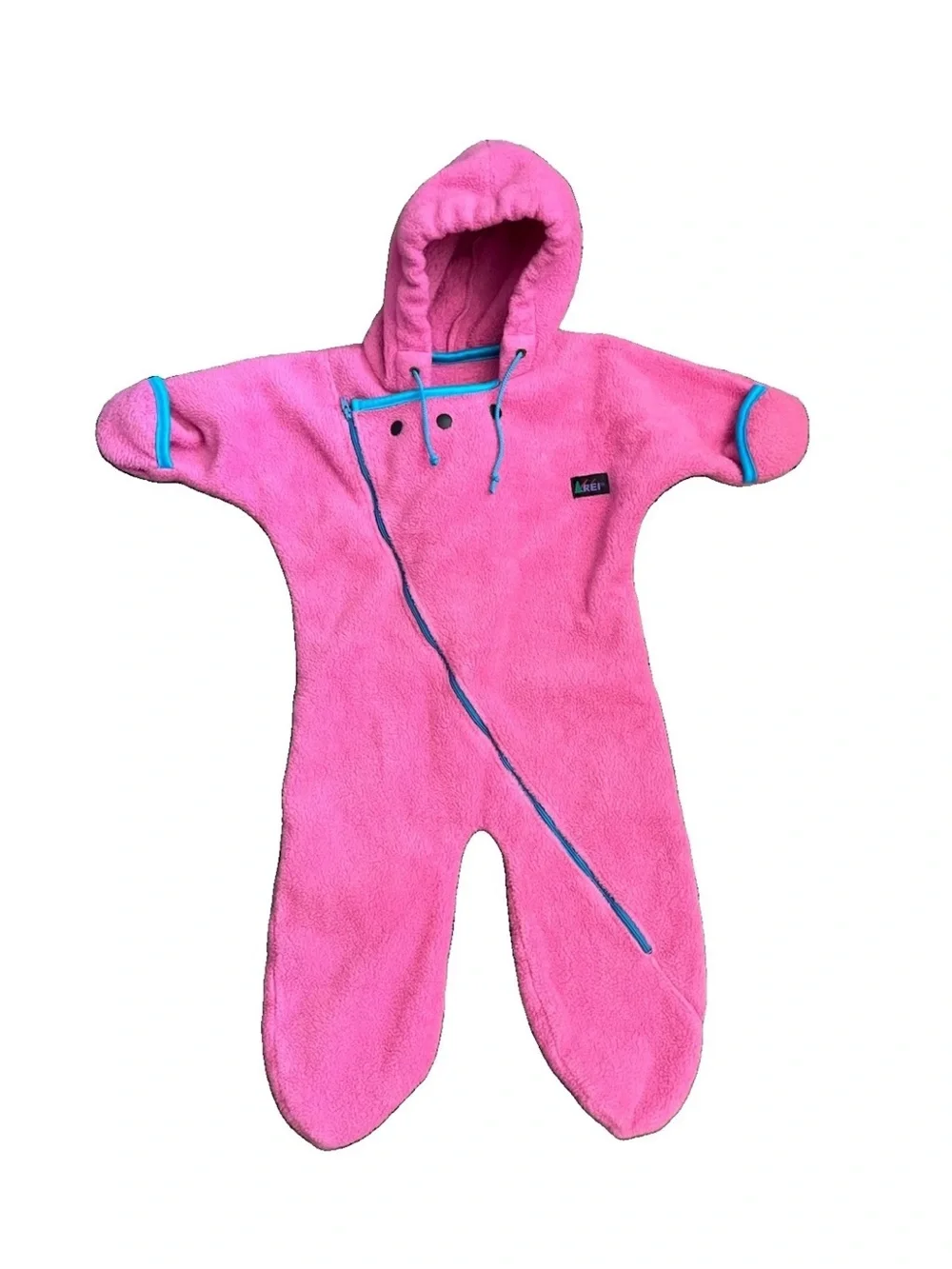 Vtg REI Snow Suit Bunting Fleece Hooded Winter Pink Baby Infant